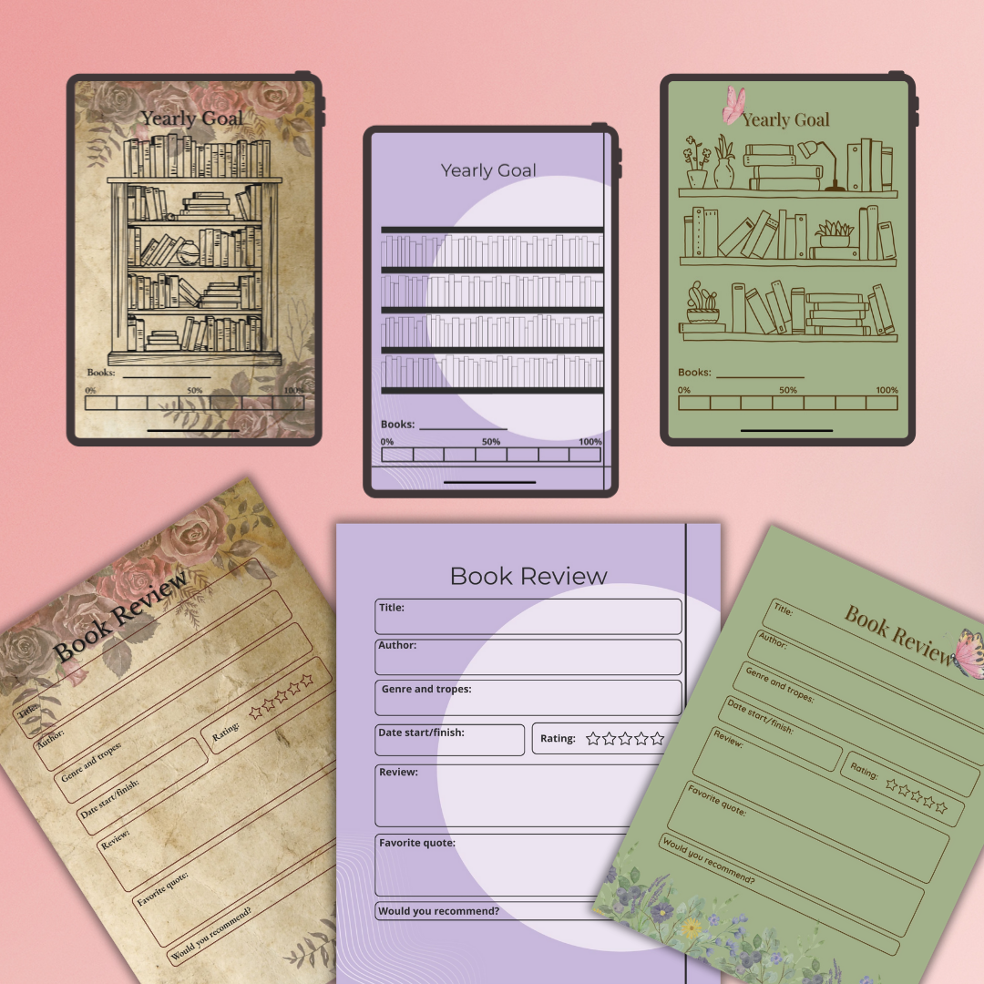 Booked & Busy Reading Journal – Cozy Cottage / Modern / Vintage | Printable PDF & Canva Template