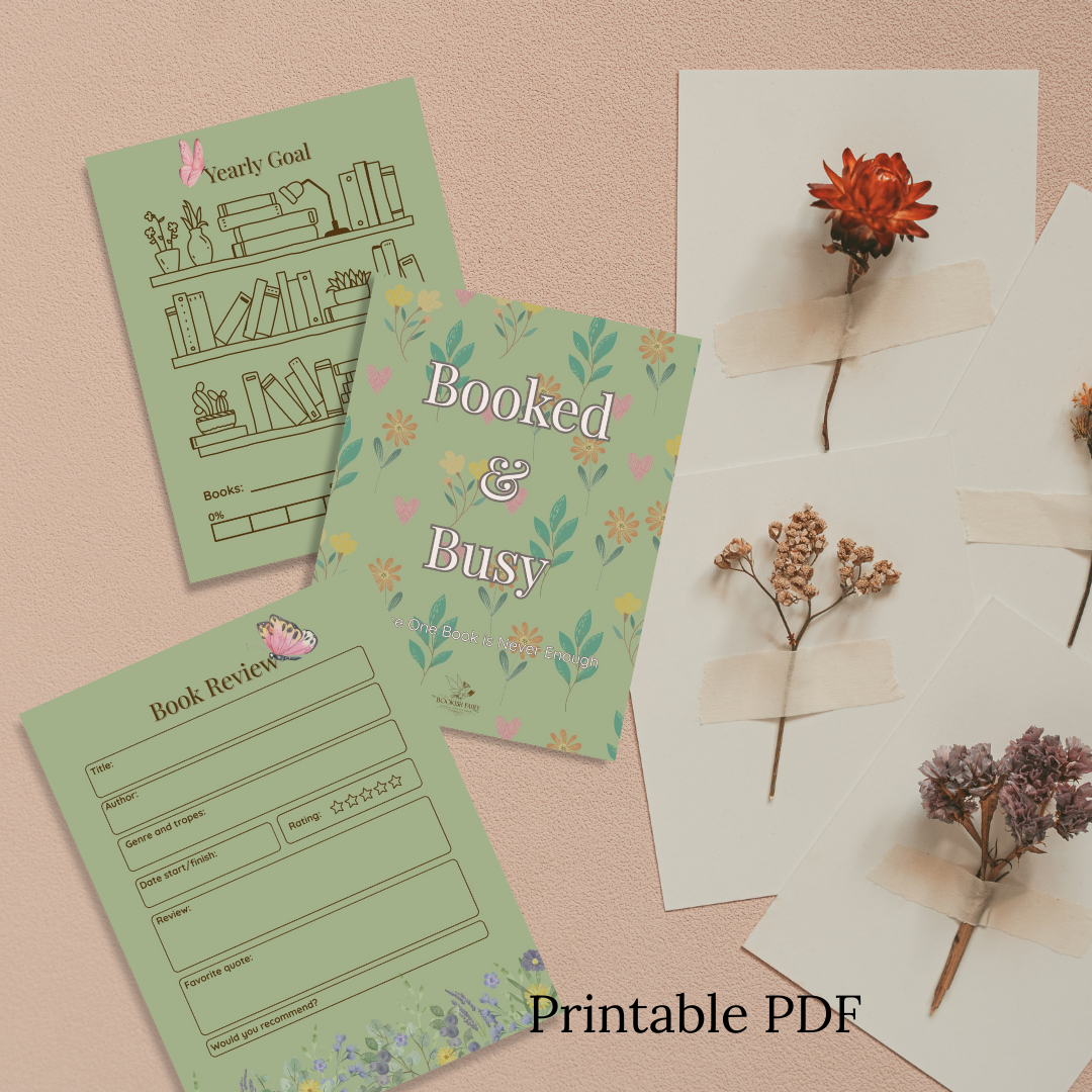 Booked & Busy Reading Journal – Cozy Cottage / Modern / Vintage | Printable PDF & Canva Template