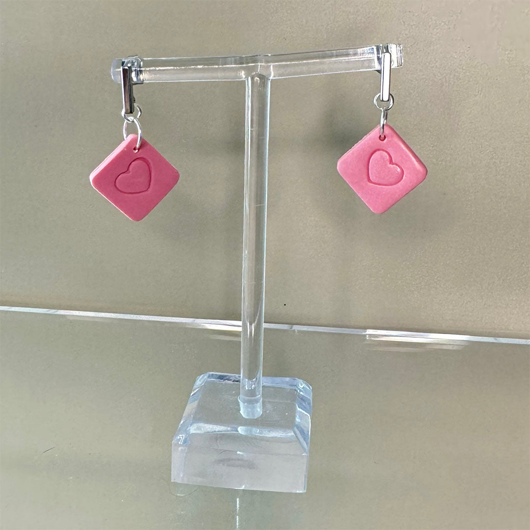 Candy Heart Earrings – Pastel Polymer Clay Collection