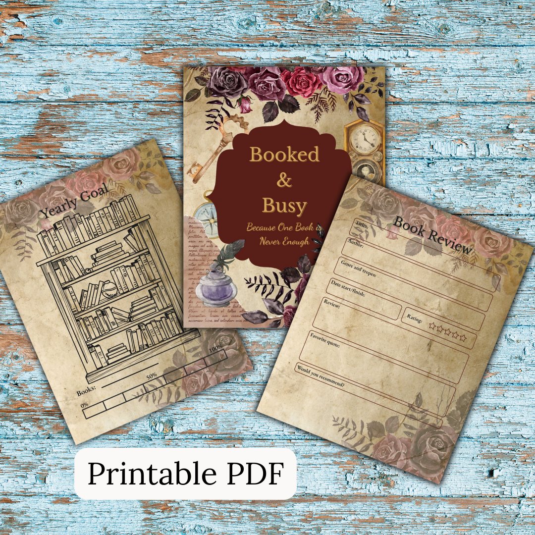 Booked & Busy Reading Journal – Cozy Cottage / Modern / Vintage | Printable PDF & Canva Template