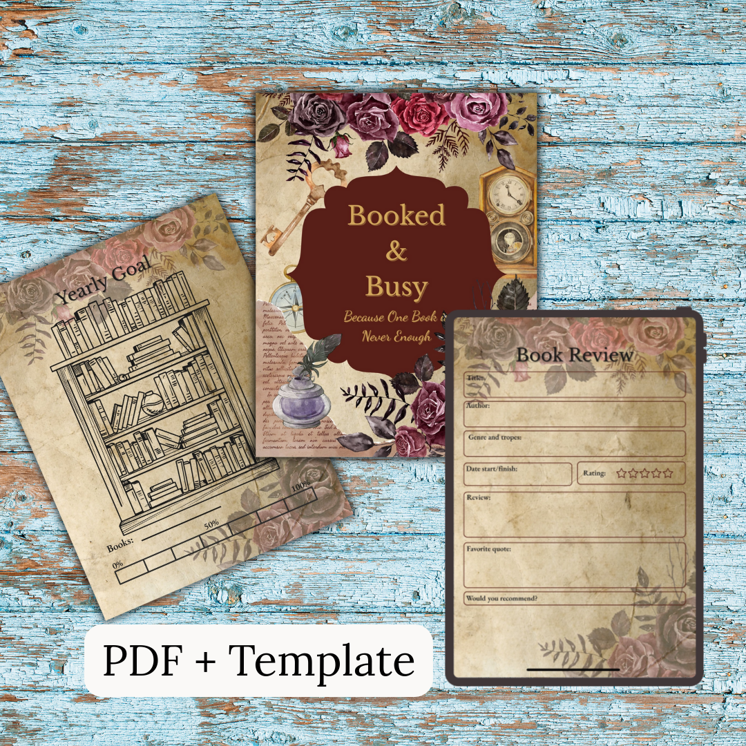 Booked & Busy Reading Journal – Cozy Cottage / Modern / Vintage | Printable PDF & Canva Template