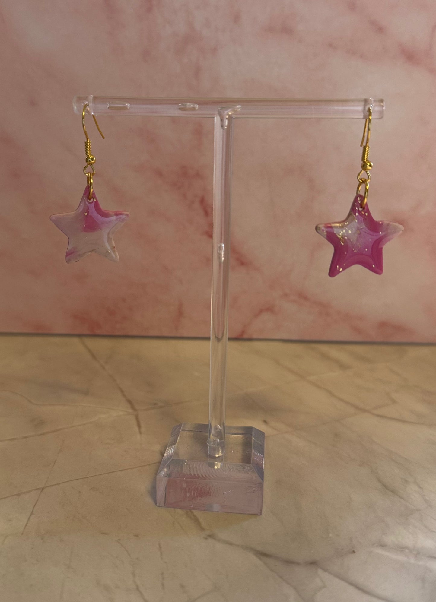 Blush Marble Collection – Handmade Pink & Gold Earrings