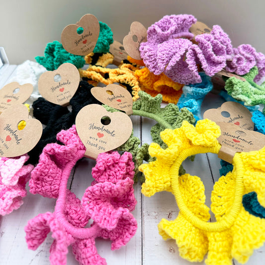 Cozy Crocheted Scrunchies – Handmade Hair Ties for Book Lovers