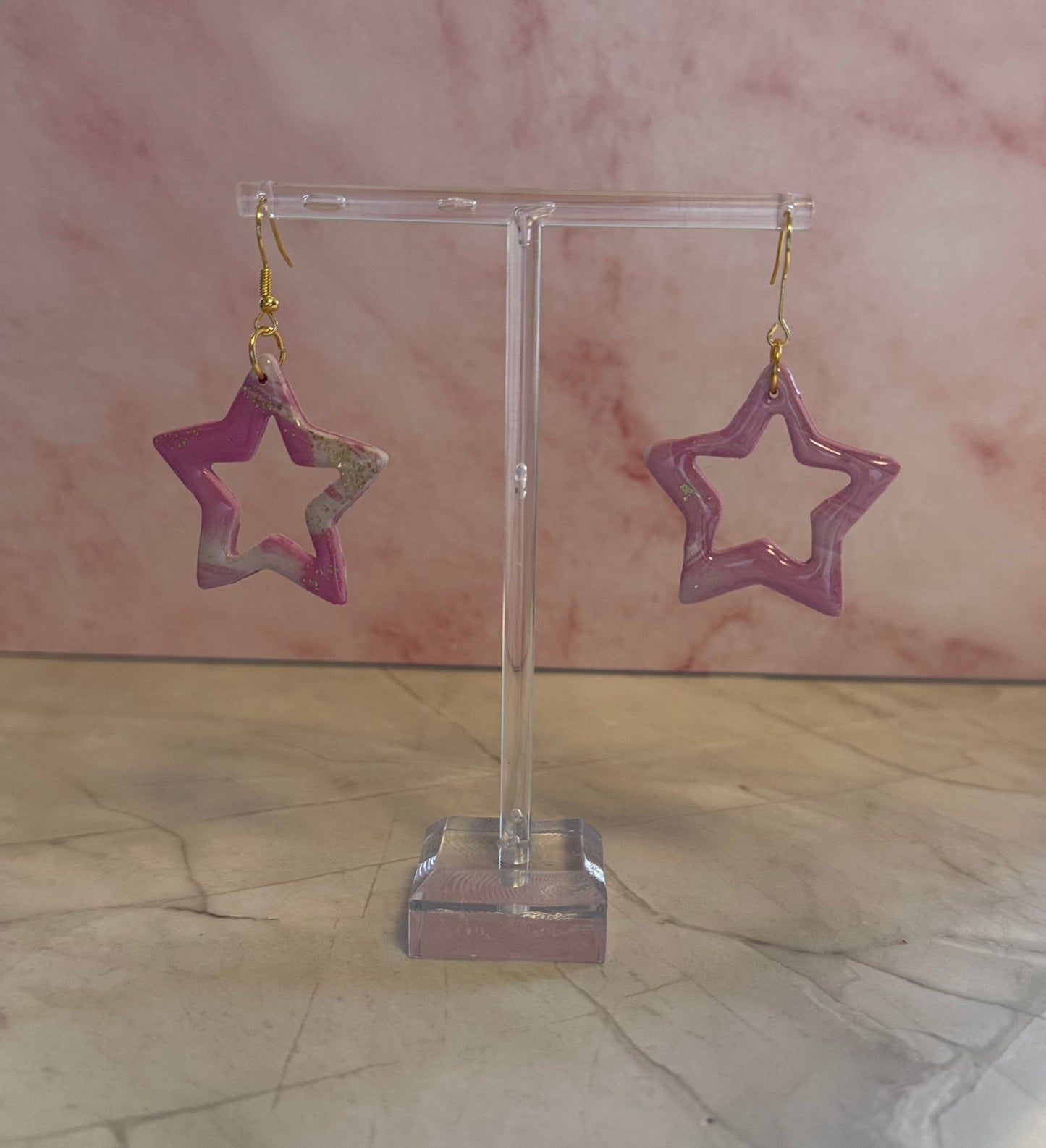 Blush Marble Collection – Handmade Pink & Gold Earrings